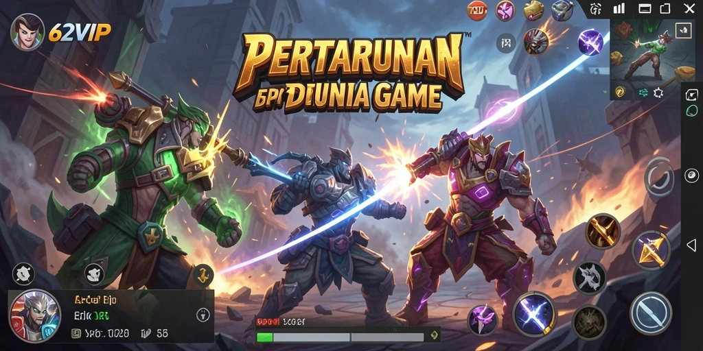 Tampilan gameplay pertarungan seru di 62VIP.