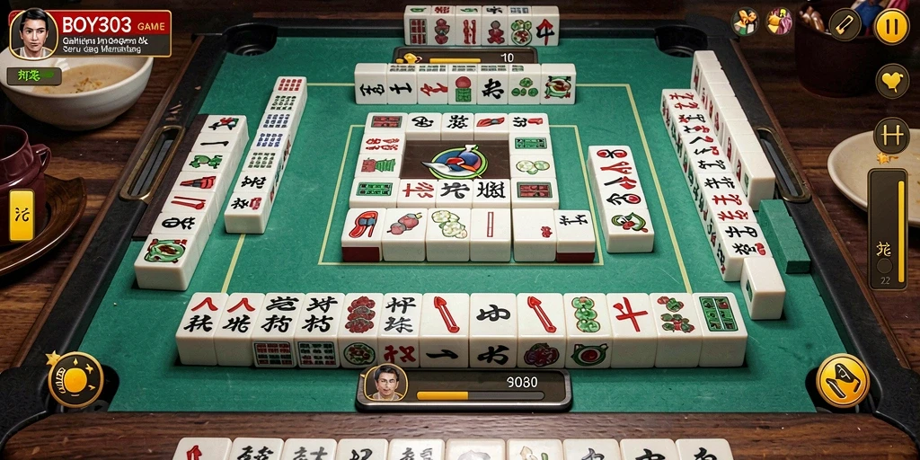Tampilan gameplay Mahjong yang seru dan menantang di BOY303.