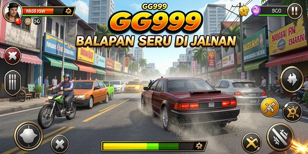 Tampilan gameplay GG999 yang mendebarkan saat balapan.