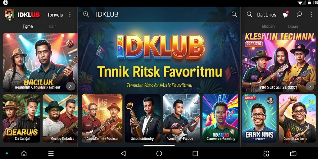 Tampilan gameplay interaktif IDKLUB yang menyenangkan dengan musik beragam.
