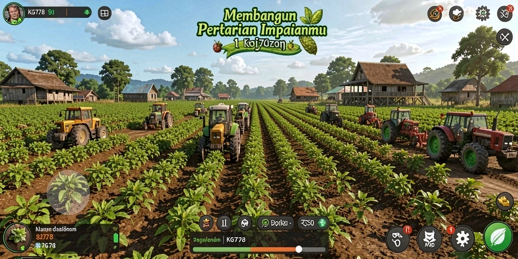 Screenshot gameplay KG778 menampilkan keseruan bertani dan berkebun.