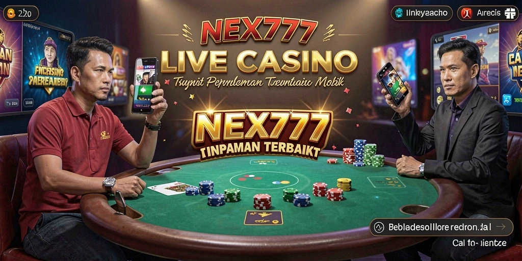 Tampilan gameplay NEX777 dengan dealer langsung di Live Casino.