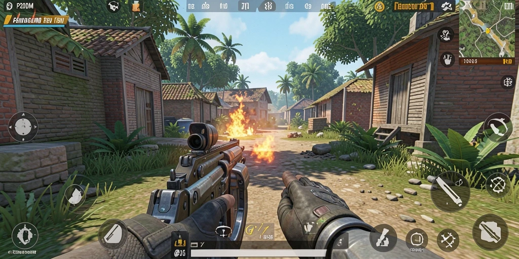 Tampilan gameplay seru dari P200M yang menampilkan aksi pertempuran yang mendebarkan.