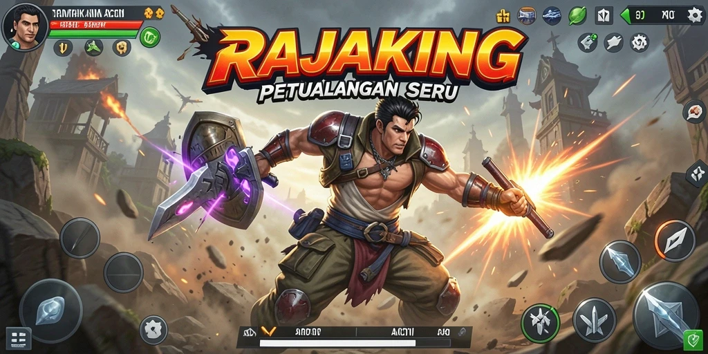 Screenshot RAJAKING menampilkan pertarungan penuh aksi yang mendebarkan.