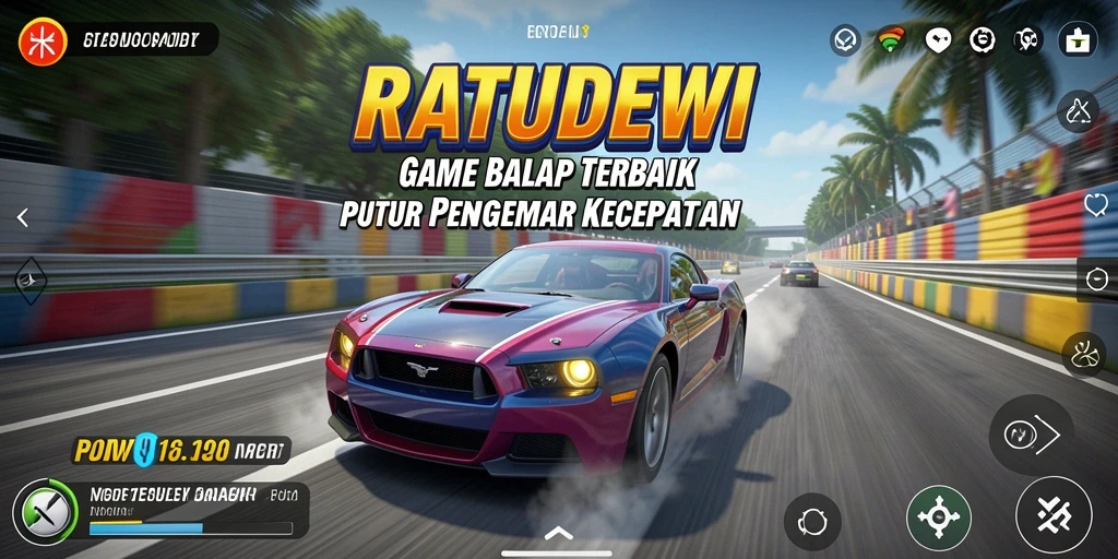 Screenshot gameplay dari RATUDEWI yang menunjukkan aksi balap yang mendebarkan.